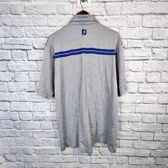 FootJoy FJ Golf Gray Purple Striped Polo Short Sleeve Shirt Logo Size X Large XL - Picture 3 of 9